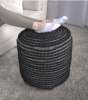 River Water Resistant Handcrafted Cylindrical Pouf, Black