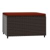 Patio Footrest with Cushion Brown Poly Rattan