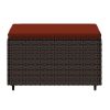 Patio Footrest with Cushion Brown Poly Rattan