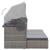 Patio Lounge Bed with Roof Mixed Gray Poly Rattan