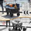 Collapsible Heavy Duty Beach Wagon Cart Outdoor Folding Utility Camping Garden Beach Cart with Universal Wheels Adjustable Handle Shopping (Black)