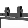 36" x 84" Sliding bathroom Door with 6FT Hardware Kit and Handle, Industrial Frosted Tempered Glass Door with Carbon Steel