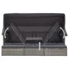 Patio Lounge Bed with Roof Mixed Gray Poly Rattan