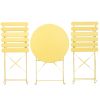 3 Pieces Patio Bistro Balcony Metail Chair Table Set-Yellow