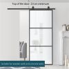 36" x 84" Sliding bathroom Door with 6FT Hardware Kit and Handle, Industrial Frosted Tempered Glass Door with Carbon Steel