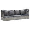 Patio Lounge Bed with Roof Mixed Gray Poly Rattan