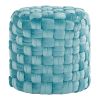 Braided Round 16" Ottoman in Ice Blue Velvet by LumiSource