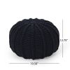 Bordeaux Knitted Cotton Round Pouf, Dark Blue