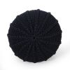 Bordeaux Knitted Cotton Round Pouf, Dark Blue