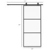 36" x 84" Sliding bathroom Door with 6FT Hardware Kit and Handle, Industrial Frosted Tempered Glass Door with Carbon Steel