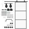 36" x 84" Sliding bathroom Door with 6FT Hardware Kit and Handle, Industrial Frosted Tempered Glass Door with Carbon Steel