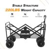 Collapsible Heavy Duty Beach Wagon Cart Outdoor Folding Utility Camping Garden Beach Cart with Universal Wheels Adjustable Handle Shopping (Black)