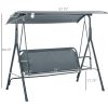3-Person Porch Swing with Stand, Outdoor Swing for Patio Porch with Adjustable Tilt Canopy and Comfortable Swing Bench-Style Seat, Steel Frame, Gray