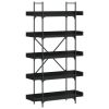 Bookcase 5-Tier Black 39.4"x13"x71.1" Engineered Wood