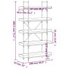 Bookcase 5-Tier Black 39.4"x13"x71.1" Engineered Wood