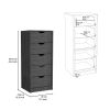 DEPOT E-SHOP Houma 5 Drawers Narrow Dresser, Slim Storage Chest of Drawers, Smokey Oak