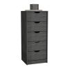 DEPOT E-SHOP Houma 5 Drawers Narrow Dresser, Slim Storage Chest of Drawers, Smokey Oak