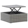 Patio Lounge Bed with Roof Mixed Gray Poly Rattan