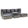 Patio Lounge Bed with Roof Mixed Gray Poly Rattan