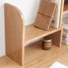 Qokori  100% Solid Oak Wood Telescopic Storage Rack - Modern Classic Desk Shelf
