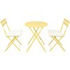 3 Pieces Patio Bistro Balcony Metail Chair Table Set-Yellow