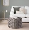 Braided Round 24" Ottoman in Dark Grey Velvet by LumiSource