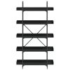Bookcase 5-Tier Black 39.4"x13"x71.1" Engineered Wood