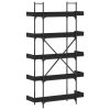 Bookcase 5-Tier Black 39.4"x13"x71.1" Engineered Wood