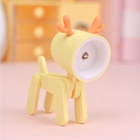 Mini Cute Animal Pet Dogs Deer Designer Led Night Light Table Lamp Kids Toys Gift For Birthday/Easter/Boy/Girlfriends (Color: Yellow)