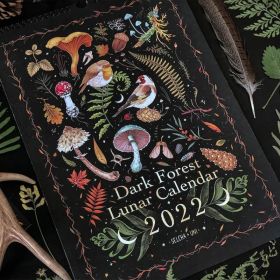 Dark Forest Lunar Calendar 2022 Work Planning Daily Schedule Agenda Organizer Wall Calendar Home Stationery Office Decoration (Color: Forest Calendar)