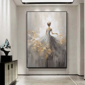 Hand Painted Abstract Textured Ballerina Oil Painting Figurative Dancing Girl Wall Art Extra Large Painting Impressionism Decorative Oil Painting (size: 50X70cm)