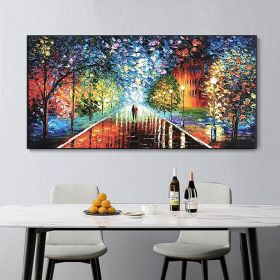 Handmade Oil Painting Colorful Abstract Art On Canvas Figure Painting Contemporary Art Night Rain Street Painting Wall Art For Home Decor (size: 40x80cm)