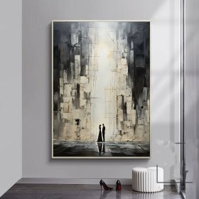 Handmade Oil Painting Being With Someone You Love Original Abstract Figure Painting Couple Painting On Canvas Living Room Wall Art Painting (size: 100X150cm)