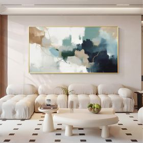 Hand Painted Original Large Abstract Green Oil Painting On Canvas Green Expression Modern Wall Art Green Living Room Bedroom Kitchen Wall Deor (size: 80x160cm)