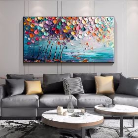 Hand Painted Oil Painting Abstract Colorful Floral Canvas Wall Art Thick Textured Petal Knife Painting Contemporary Home Decor Customized Sofa Artwork (size: 140x280cm)