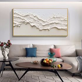 Handmade Oil Painting Oversized Seaswaves Textured Painting Original Clouds Abstract Painting Extra Large Wall Art Acrylic Minimalist Paintings (size: 100x200cm)