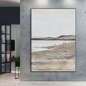Large Handmade Oil Painting Wall Art Textured Abstract Painting Beach Beige Textured Painting Abstract Art Landscape Canvas Painting For Living Room (size: 50X70cm)